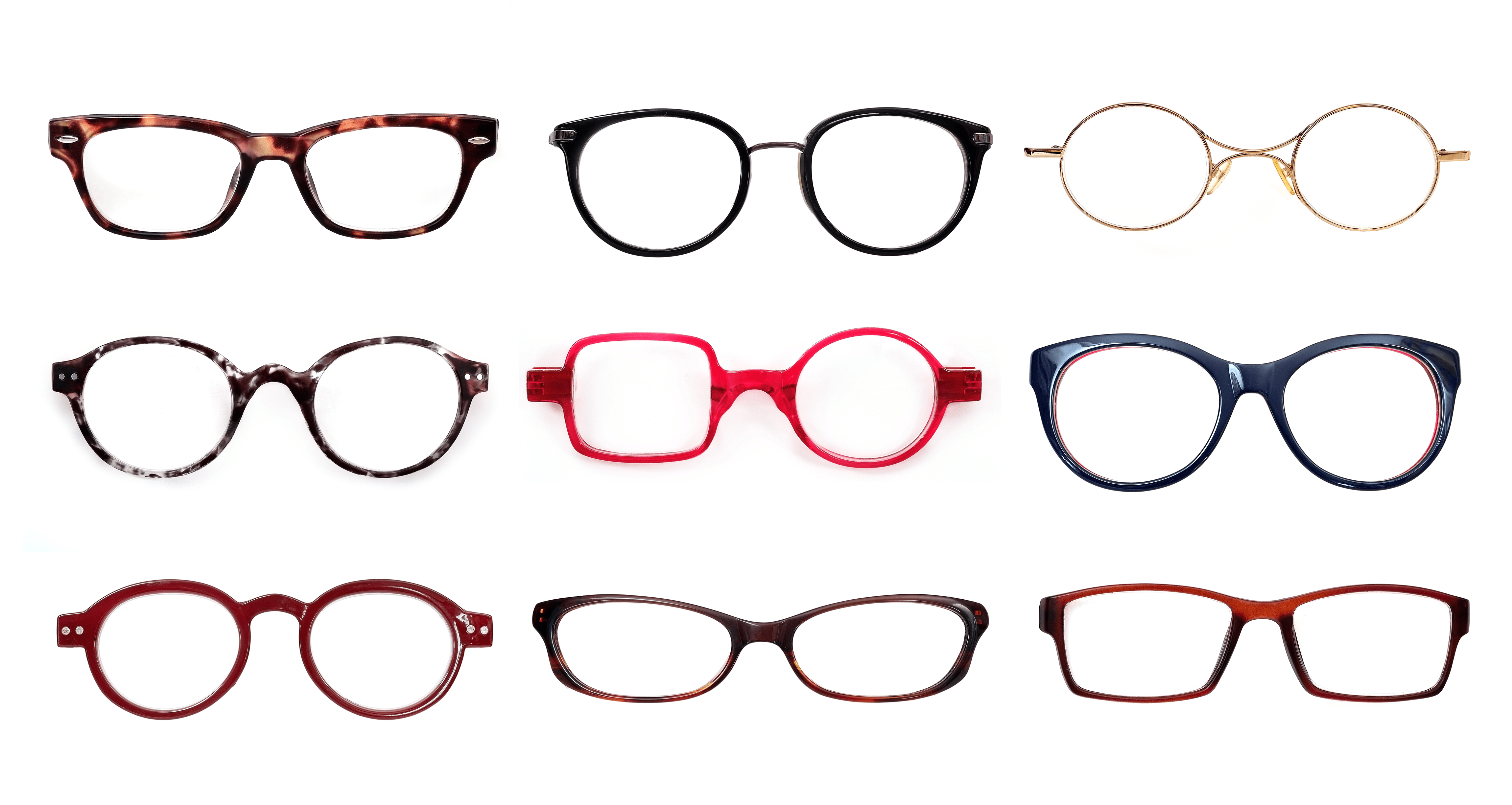 A collection of different colored glasses